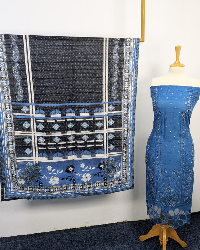 Fancy Embroidered Lawn With Chikankari Cut Work