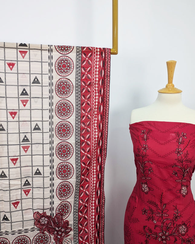 Fancy Embroidered Lawn With Chikankari Cut Work