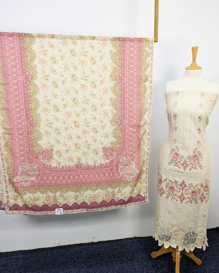 Fancy Embroidered Lawn With Chikankari Cut Work