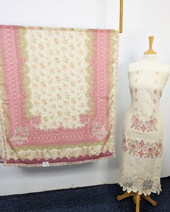 Fancy Embroidered Lawn With Chikankari Cut Work