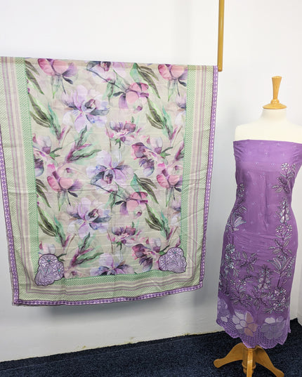 Fancy Embroidered Lawn With Chikankari Cut Work