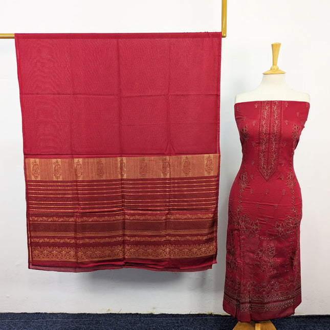 Fancy Embroidered Lawn with Banarasi Work Dupatta 3PC Unstitched