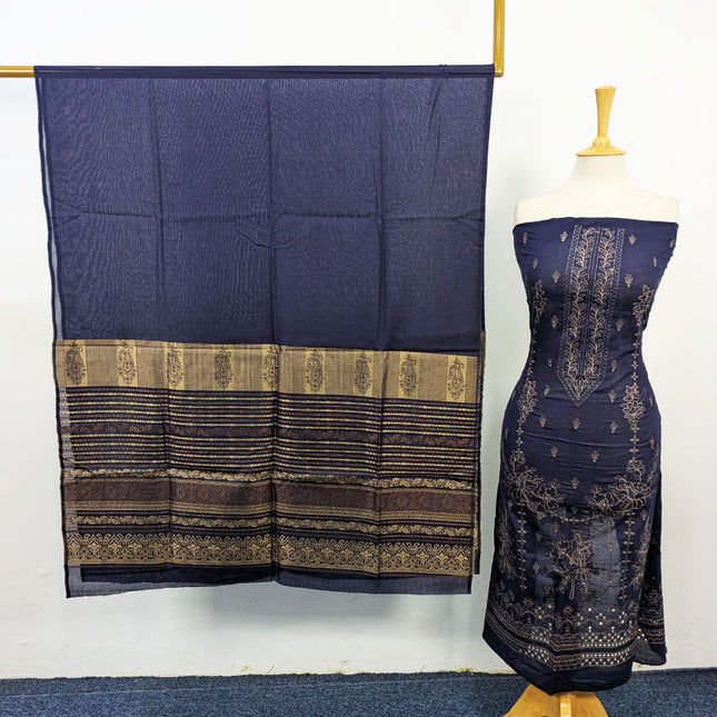 Fancy Embroidered Lawn with Banarasi Work Dupatta 3PC Unstitched