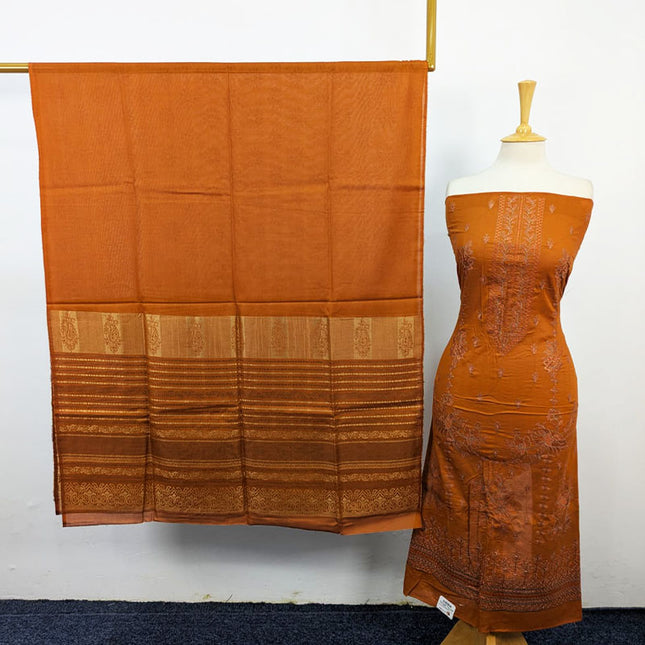 Fancy Embroidered Lawn with Banarasi Work Dupatta 3PC Unstitched