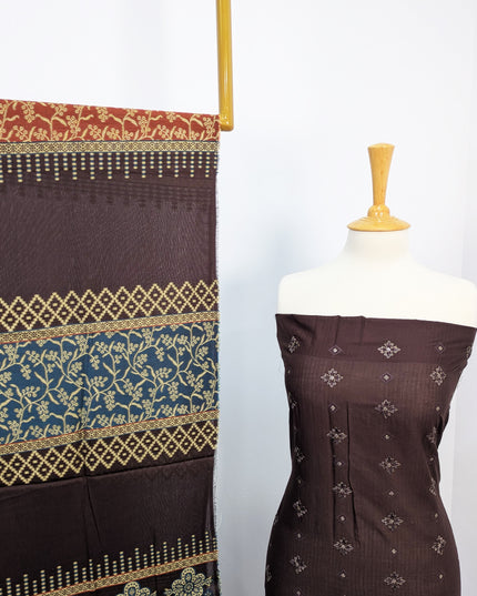 Fancy Embroidered Lawn Full Jaal Work With Banarasi Dupatta