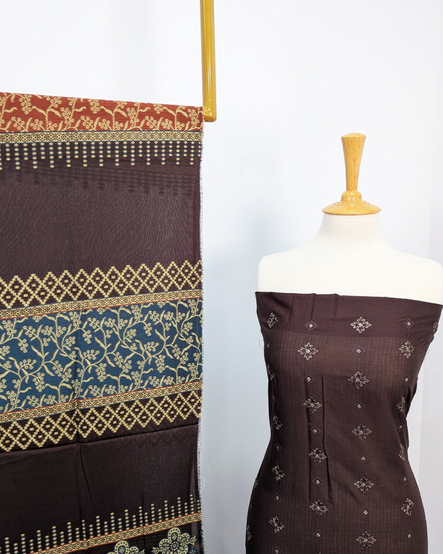 Fancy Embroidered Lawn Full Jaal Work With Banarasi Dupatta