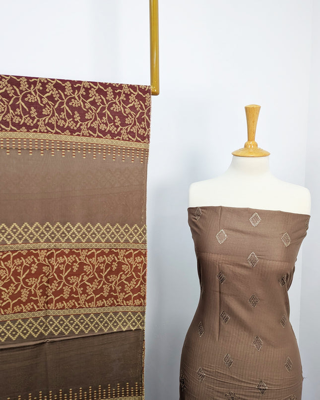 Fancy Embroidered Lawn Full Jaal Work With Banarasi Dupatta