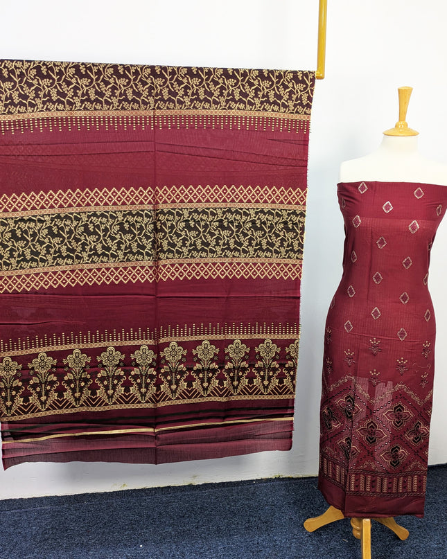 Fancy Embroidered Lawn Full Jaal Work With Banarasi Dupatta