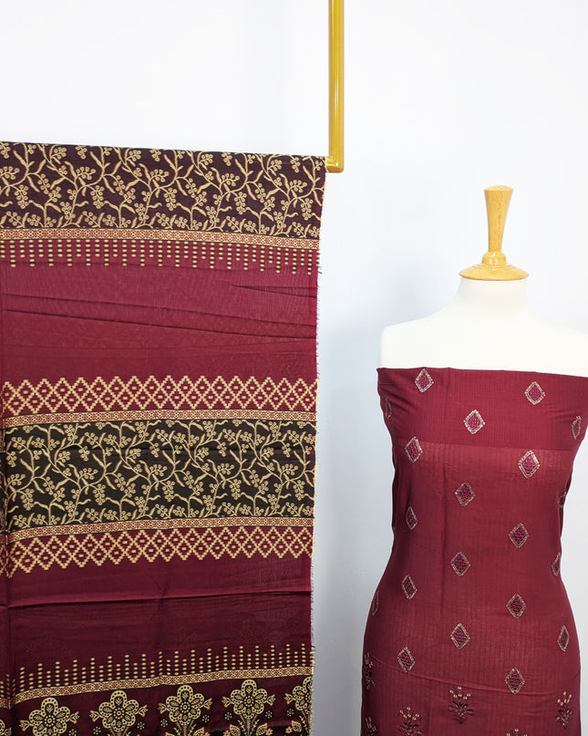 Fancy Embroidered Lawn Full Jaal Work With Banarasi Dupatta