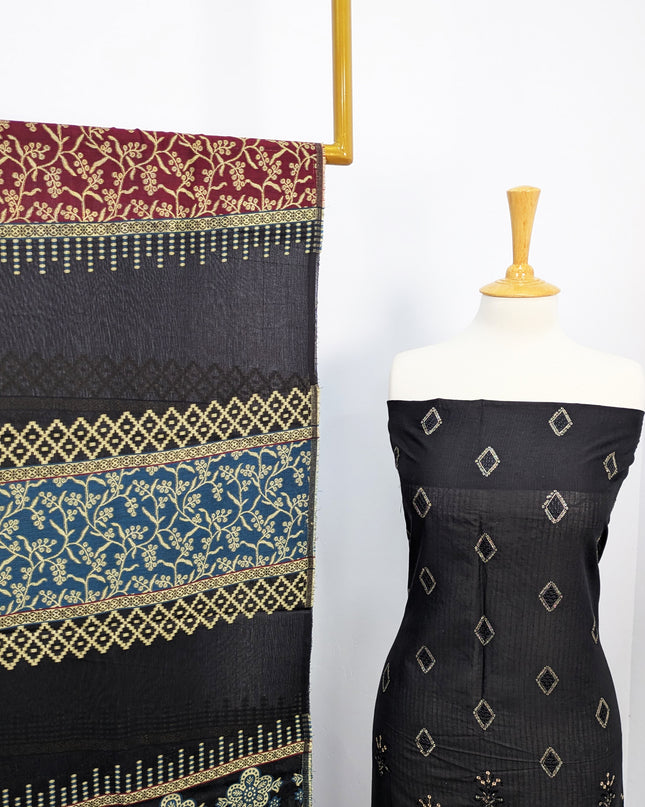 Fancy Embroidered Lawn Full Jaal Work With Banarasi Dupatta