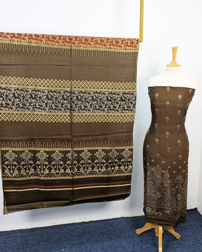 Fancy Embroidered Lawn Full Jaal Work With Banarasi Dupatta