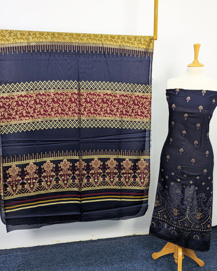 Fancy Embroidered Lawn Full Jaal Work With Banarasi Dupatta