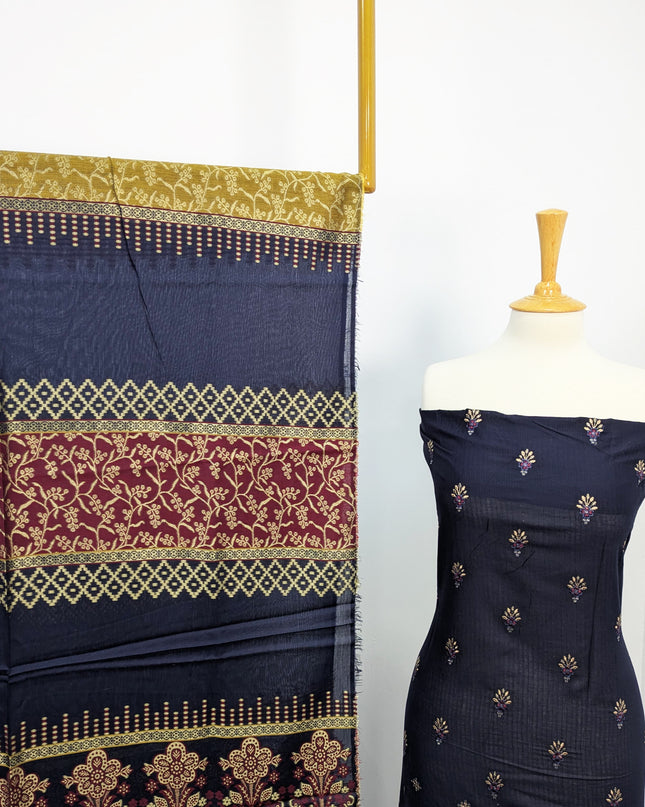 Fancy Embroidered Lawn Full Jaal Work With Banarasi Dupatta