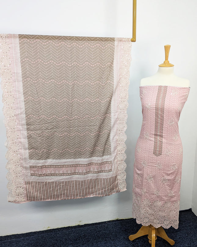 Fancy Printed Lawn With Embroidered + Chikankari CutWork
