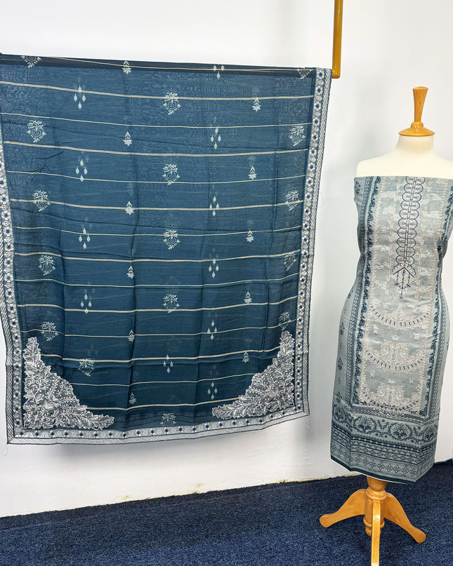Fancy Printed + Embroidered Work Lawn