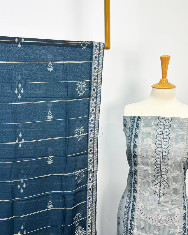Fancy Printed + Embroidered Work Lawn