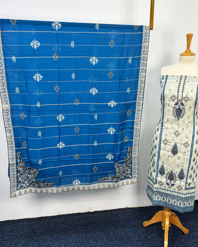 Fancy Printed + Embroidered Work Lawn