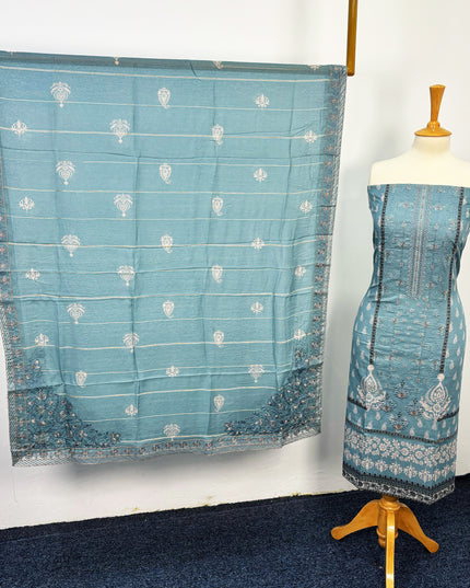 Fancy Printed + Embroidered Work Lawn