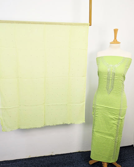 Mukesh Work Lawn With Chiffon Dupatta 3pc Unstitched