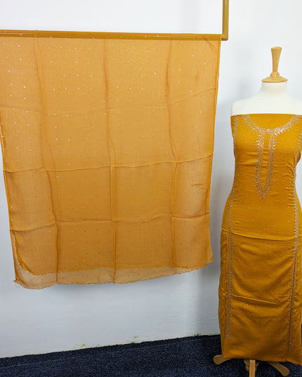 Mukesh Work Lawn With Chiffon Dupatta 3pc Unstitched