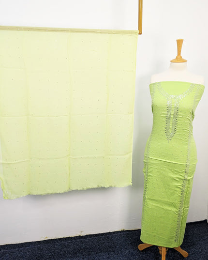 Mukesh Work Lawn With Chiffon Dupatta 3pc Unstitched