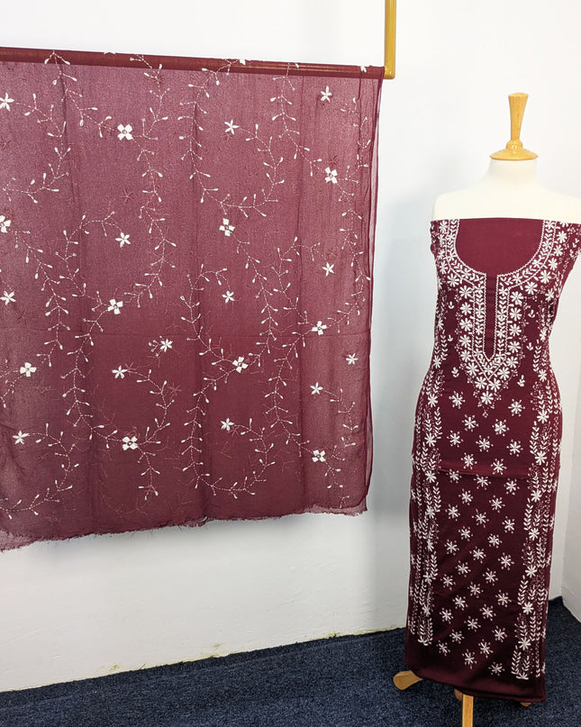 Handmade Pakka Tanka Embroidered Lawn 3pc Unstitched