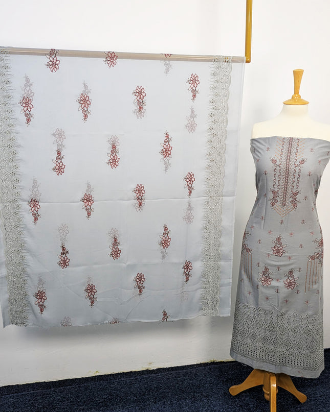 Fancy Embroidered Lawn With Chikankari Cutwork