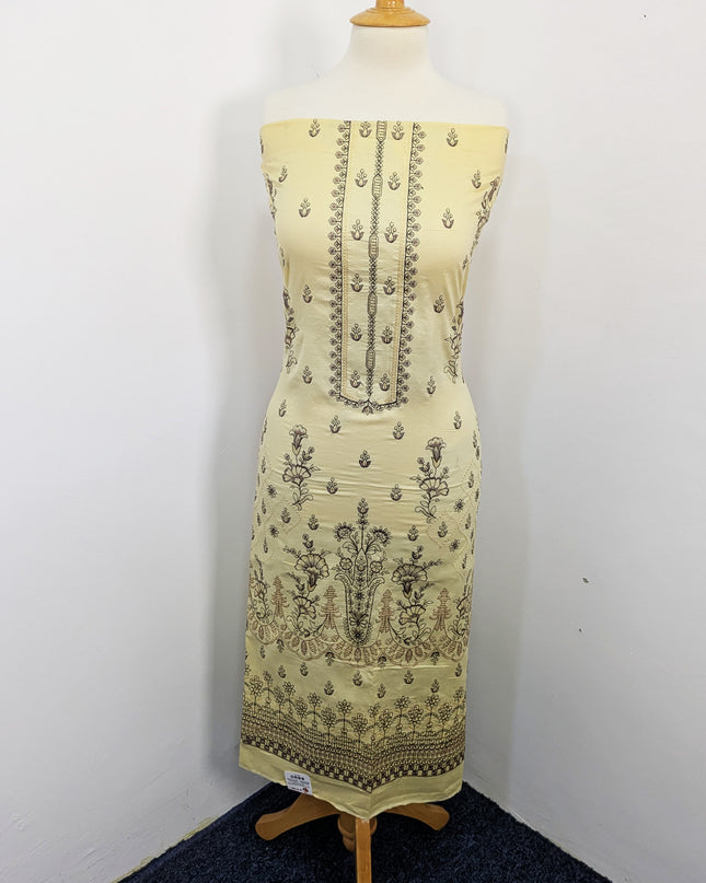 Embroidered Bana Dora Lawn with Embroidered Printed Crinkle