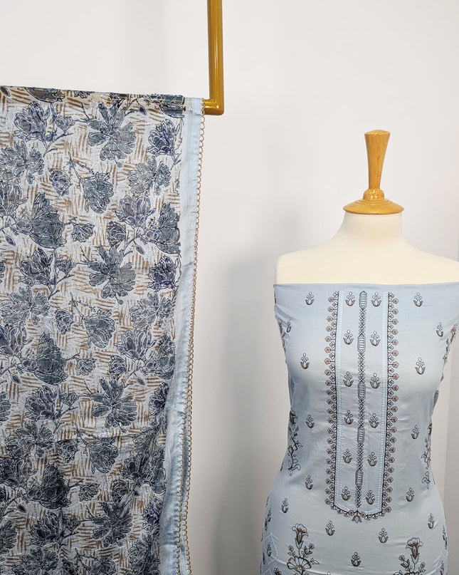 Embroidered Bana Dora Lawn with Embroidered Printed Crinkle Dupatta