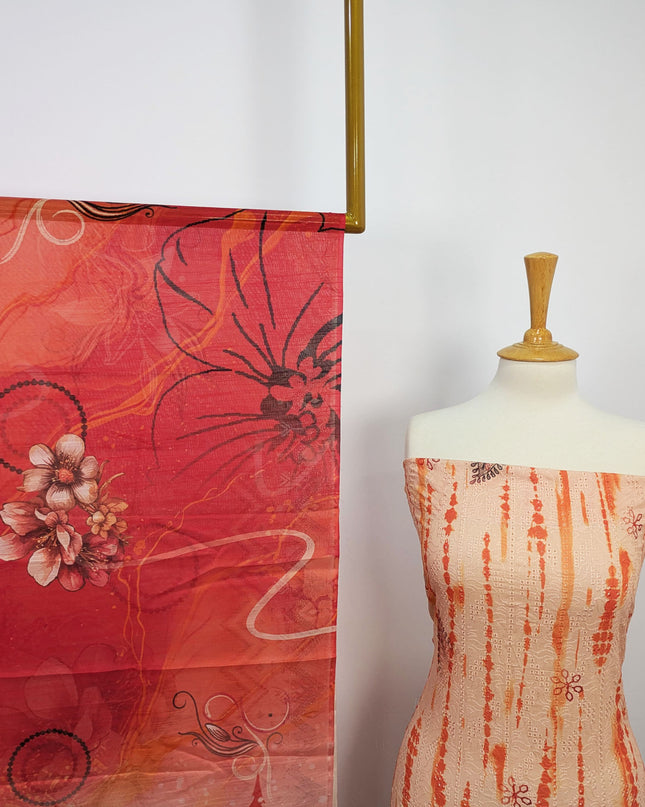 Fancy Digital Printed Lawn With Chikankari Work