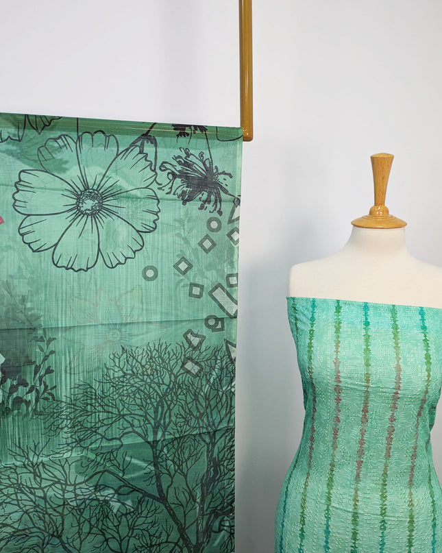Fancy Digital Printed Lawn With Chikankari Work