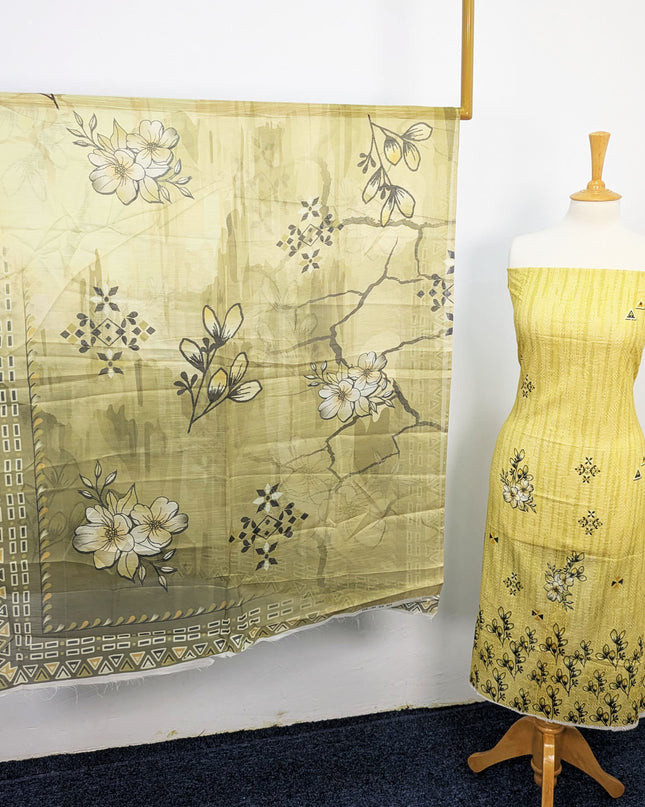 Fancy Digital Printed Lawn With Chikankari Work