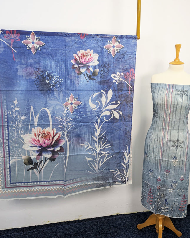 Fancy Digital Printed Lawn With Chikankari Work
