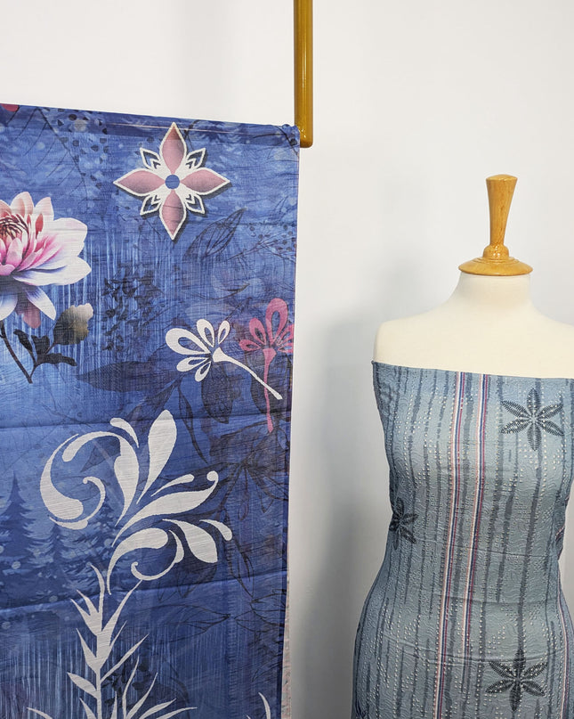 Fancy Digital Printed Lawn With Chikankari Work
