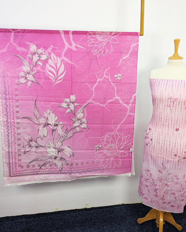 Fancy Digital Printed Lawn With Chikankari Work