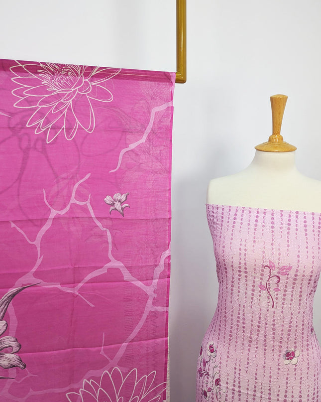 Fancy Digital Printed Lawn With Chikankari Work