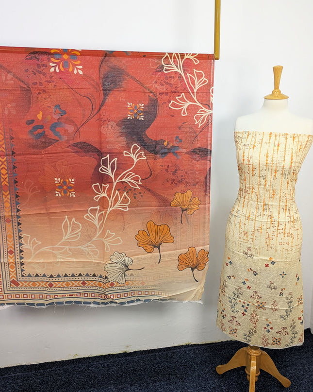 Fancy Digital Printed Lawn With Chikankari Work