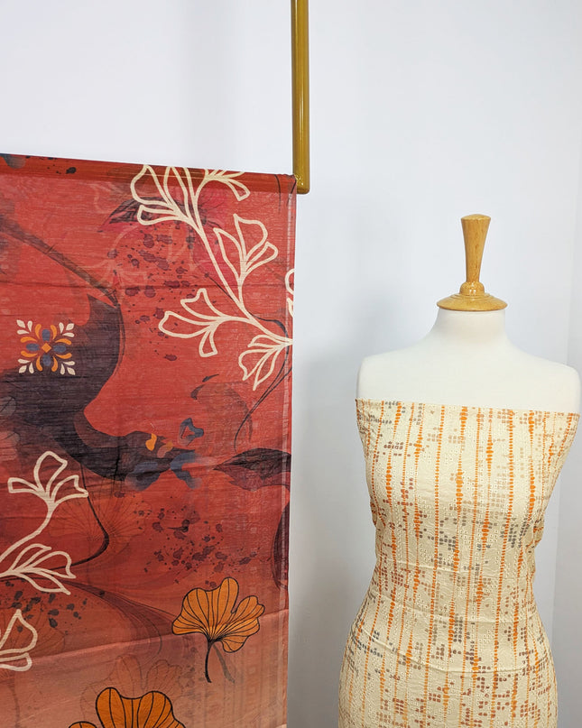 Fancy Digital Printed Lawn With Chikankari Work