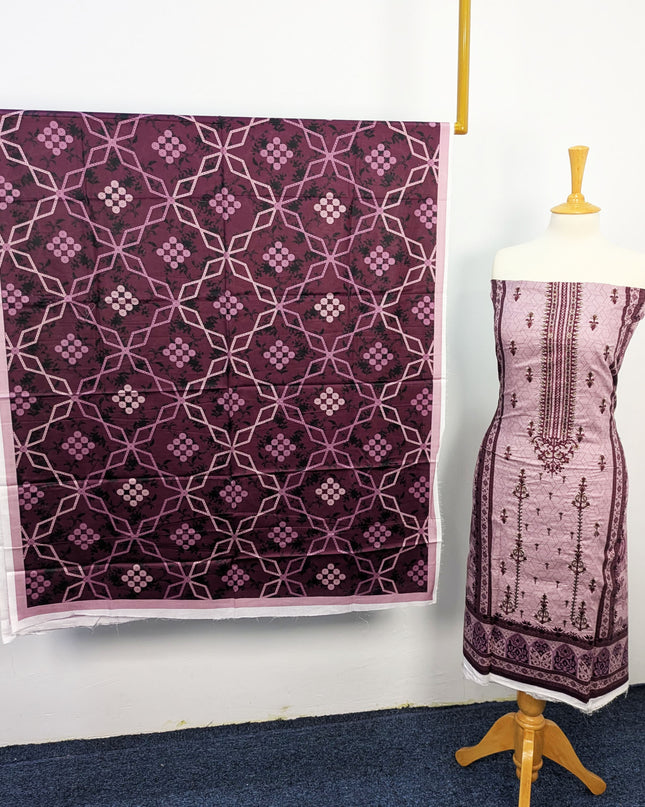 Fancy Embroidered + Printed Lawn Unstitched