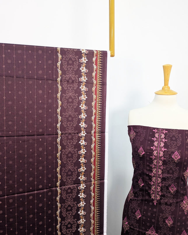 Fancy Embroidered + Printed Lawn