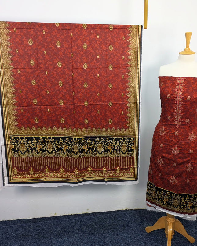 Fancy Embroidered + Printed Lawn  Unstitched