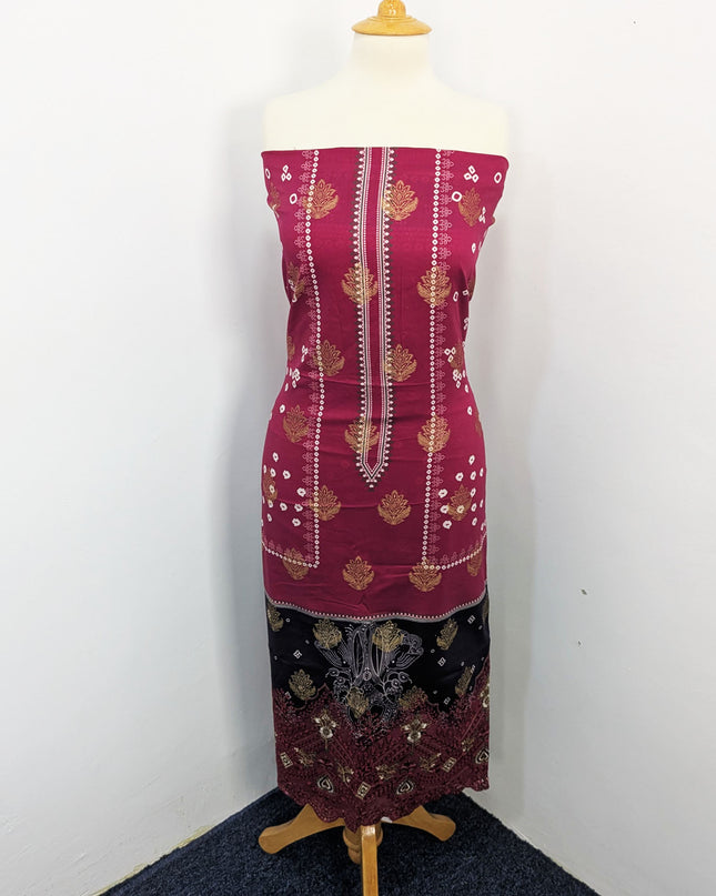Fancy Embroidered + Digital Printed Lawn With Chiffon Dupatta