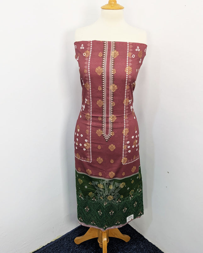 Fancy Embroidered + Digital Printed Lawn With Chiffon Dupatta