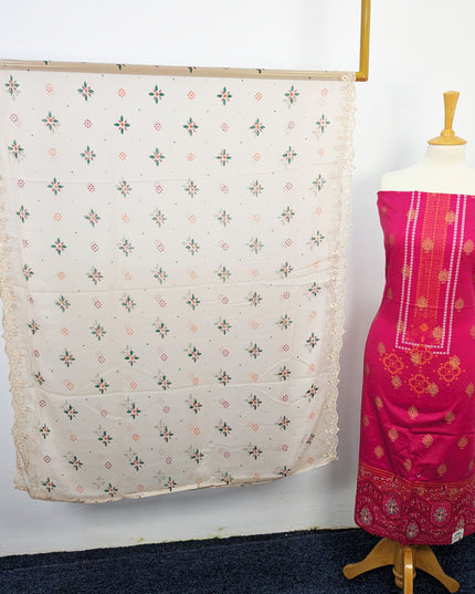 Fancy Embroidered + Digital Printed Lawn With Chiffon Dupatta