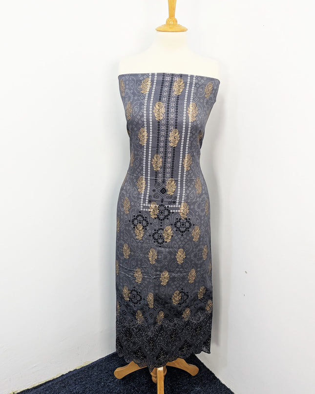 Fancy Embroidered + Digital Printed Lawn With Chiffon Dupatta