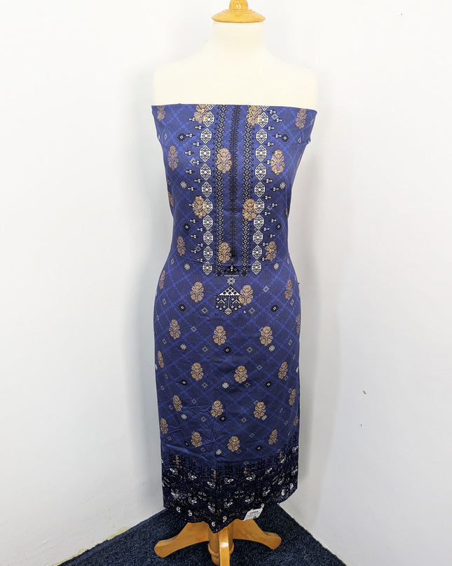 Fancy Embroidered + Digital Printed Lawn With Chiffon Dupatta