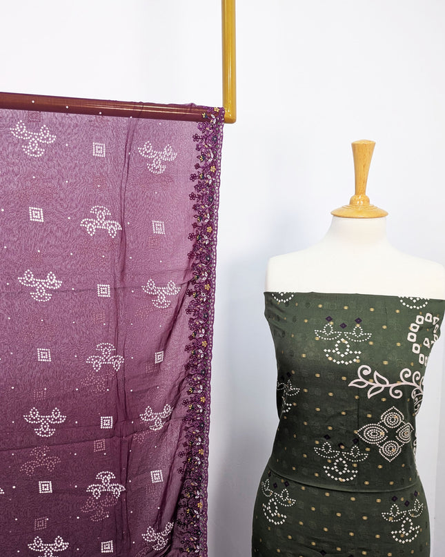 Fancy Embroidered + Digital Printed Lawn With Chiffon Dupatta