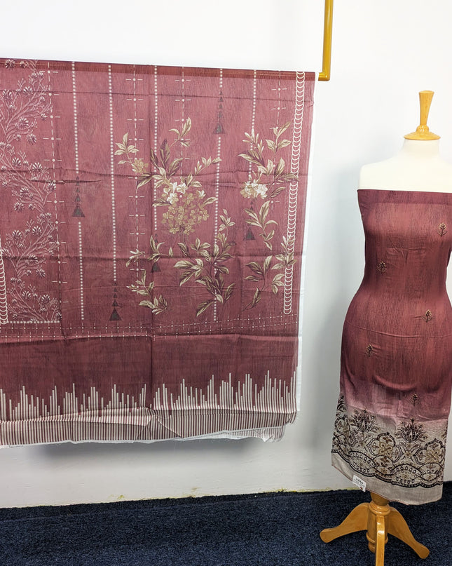 Fancy Embroidered + Digital Printed Lawn