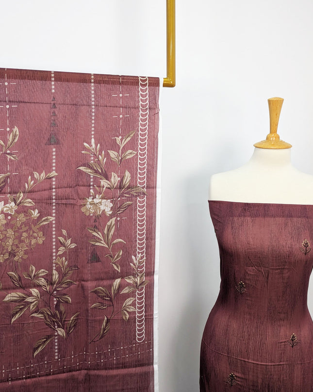 Fancy Embroidered + Digital Printed Lawn