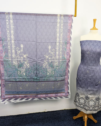 Fancy Embroidered + Digital Printed Lawn
